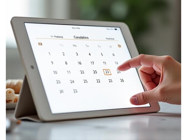 Interface de calendrier de réservation présentant des créneaux disponibles pour des rendez-vous