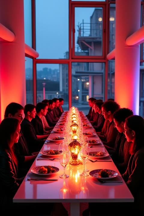 Dîner exclusif au Centre Pompidou, plats avant-gardistes en dialogue avec l'architecture du lieu.