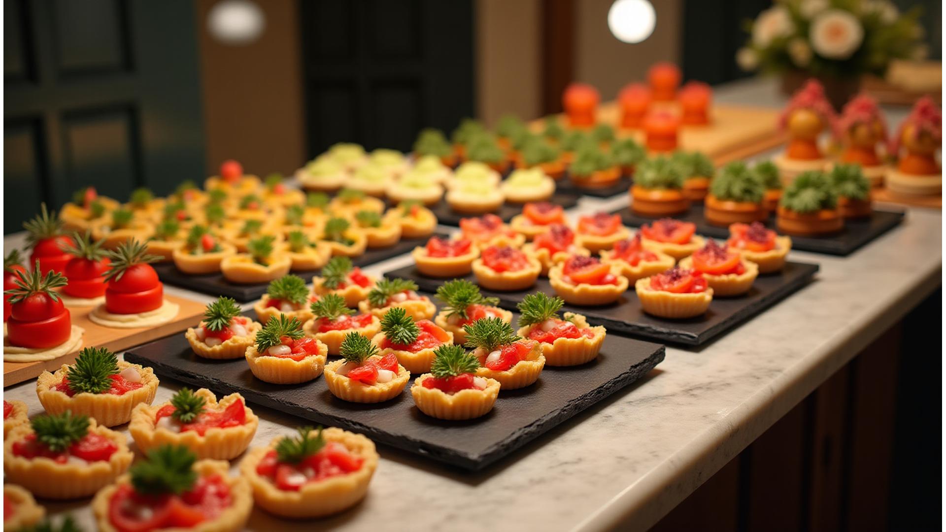 Buffet vegan gastronomique aux couleurs vives