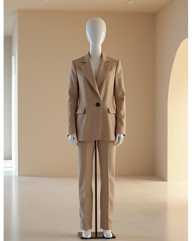 Tailleur couture femme structuré en tweed gris perle