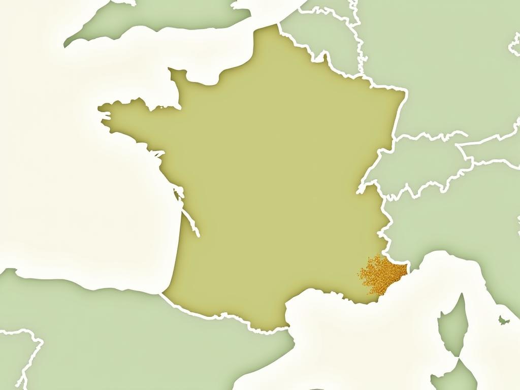 Carte stylisée de la France avec des marqueurs indiquant les régions de production d'ingrédients bio