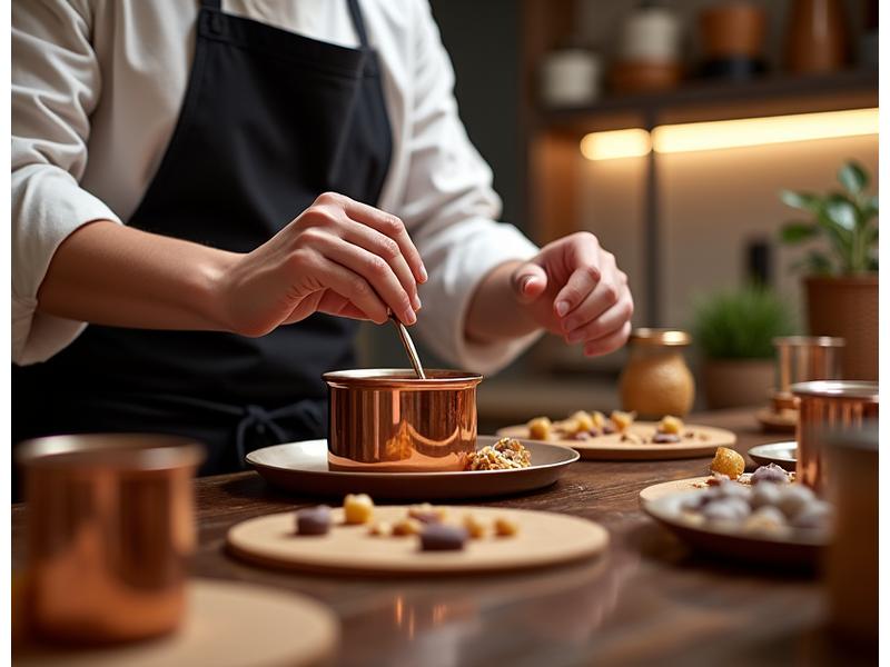 Vue intérieure d'un atelier de production alimentaire artisanal à Paris, avec des chefs travaillant sur des créations gourmandes